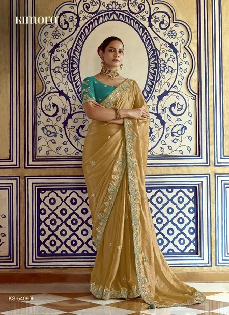 Pankhudi By Kimora Pure Based Fancy Fabric Handwork Designer Saree